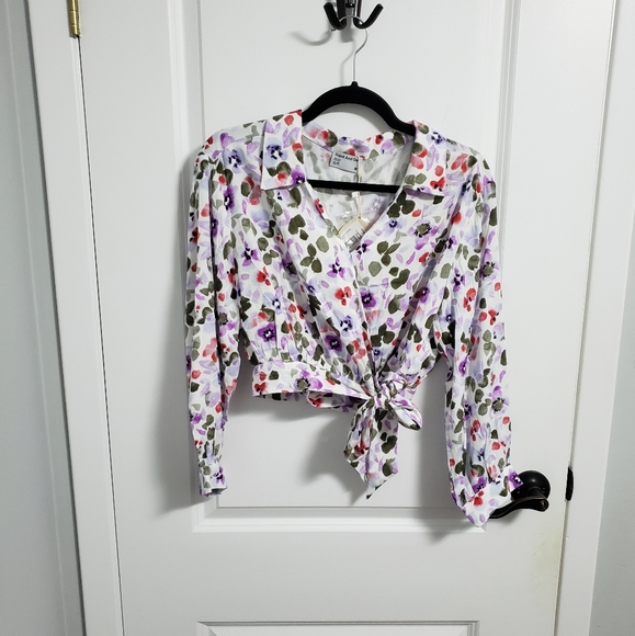 FRANK & OAK Floral Printed Wrap Top Blouse - Picture 5 of 13